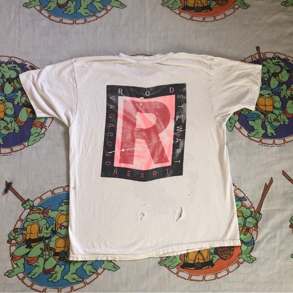 Vintage 91 Single Stitch Rod Stewart Vagabond Heart T Shirt Mens XL Made In USA - Picture 5 of 9